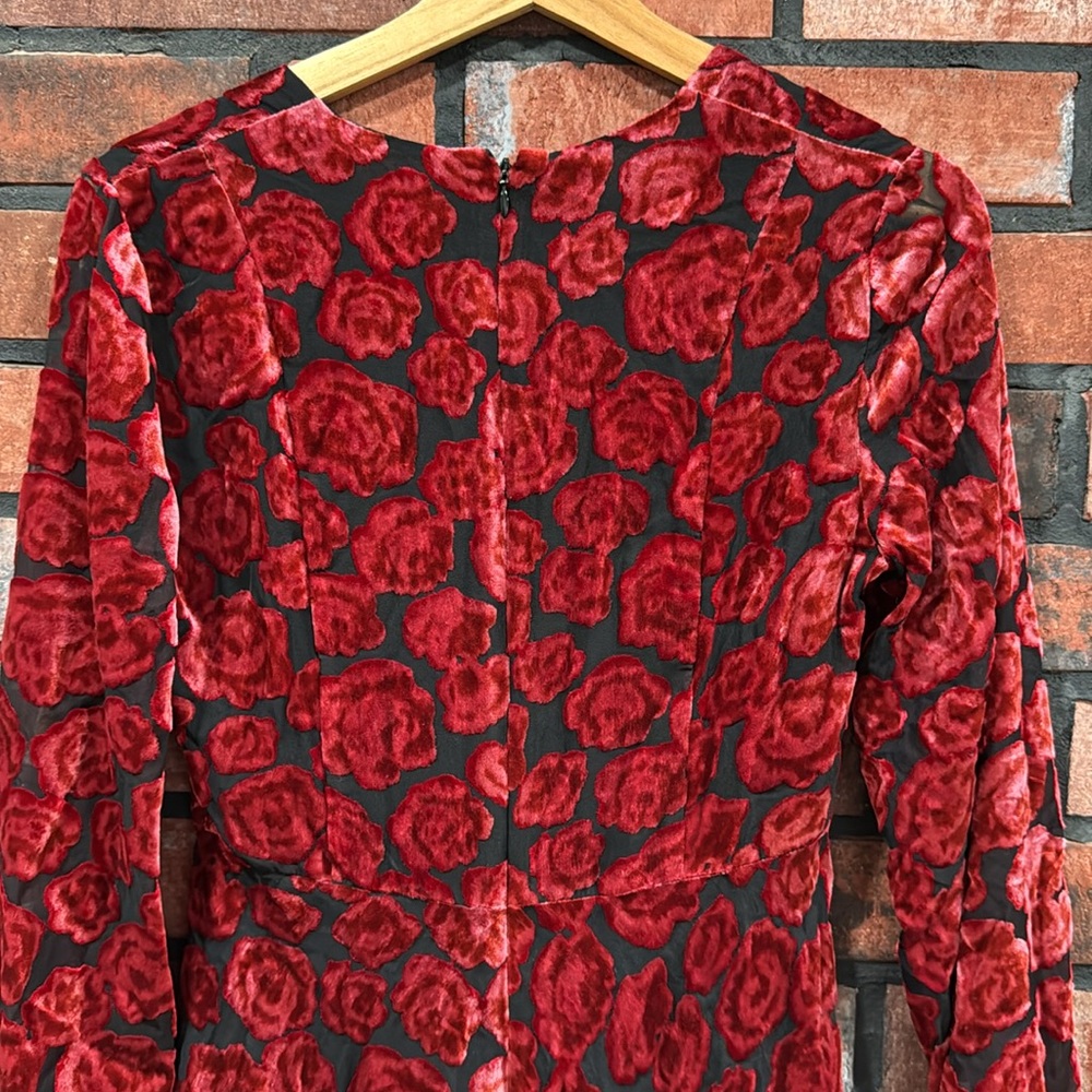 The Kooples Red Floral Velvet Dress - Picture 9 of 11